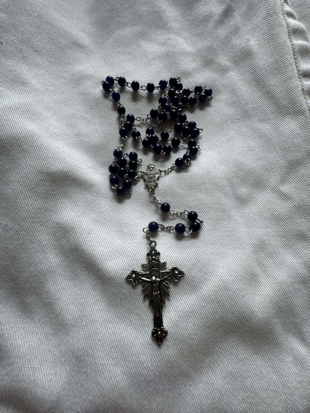 America Needs Fatima 100th Anniversary 1917-2017 Blue Glass Bead Rosary